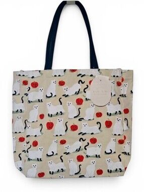 Casey Krimmel Cat Ghost and Pumpkin Canvas Halloween Tote Bag